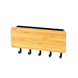 ​​Wooden Bamboo Hook Key Rack No Trace Nail Wall Mount Key Clothes Hanger Organizer Home Decor​​ate Racks