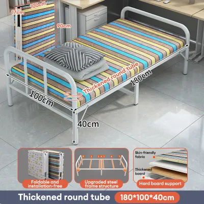NAIJIA Metal Folding Bed Single/Super Single Bed Frame Katil Besi Thickening Upgrade No installation折疊床
