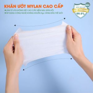 KHĂN ƯỚT MINI CAO CẤP MYLAN LỐC 8 GÓI Dễ Thương Bỏ Túi Tiện Lợi Gói Khăn Ướt Tiện Dụng Cho Bé