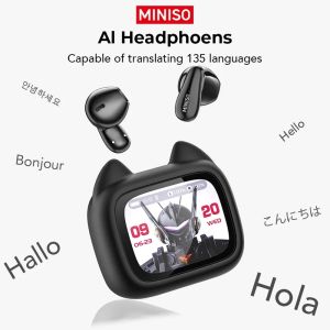 MINISO MS102 Bluetooth V6.0 Earphones Wireless Headphones TWS In-Ear AI Translator Earbuds with Full Color Screen2026