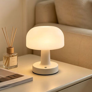 2000mAh Creative Metal Mushroom Table Lamp Touch Dimmable Rechargeable Desk Lamp Eye-protection Bedside Lamp