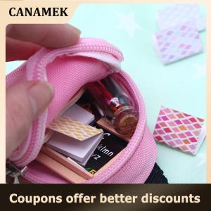 【 CANAMEK 】 1:6 Dollhouse Miniature Canvas School Bag Floral Backpack Doll Accessories Model Decor Toy Doll House Accessories