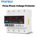 Three Phase Adjustable Over and Under Voltage Protector 3 Phase 63A 380V Automatic Recovery Protective Device Reset. 