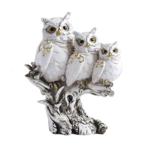 Elegant Family Owls on Branch Resins Sculpture Resins Ornament Contemporary Homes Decors Piece With Intricate Detailing