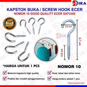 1 PCS Kapstok Buka No. 10 | Baut Gantung Besi | Gantungan Burung | Hook Skrup Ecer