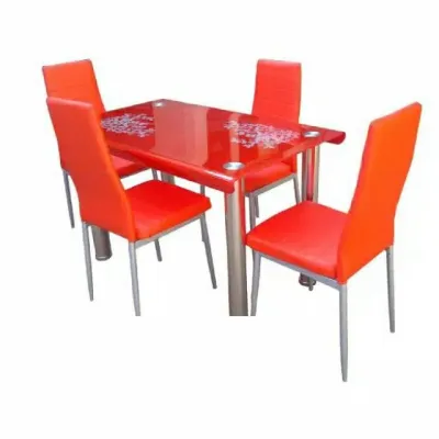 MEJA MAKAN IMPORT KACA TEMPRED SET 4 KURSI/Trinityjayafurniture