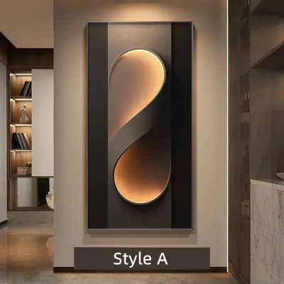 Porch Entrance Foyer Wall Decoration Crystal Porcelain Remote Dimming LED Mural Lights Ho Lobby Living Room Hanging Paintings