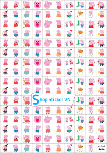 Sticker khen thưởng HEO PEPPA tờ A4 - 159 Stick - SP14