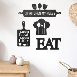 Hiasan dinding dapur wall decor minimalis pajangan dapur laser cut hiasan kayu aesthetic pajangan dapur 1 SET 4 PCS