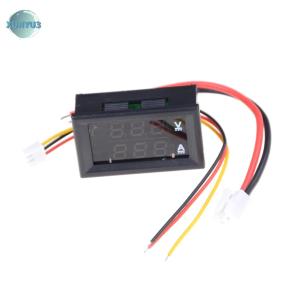 XUNYU3 มาตรวัดแรงดันไฟฟ้า10A DC 100V แอมป์มิเตอร์สีน้ำเงิน + ไฟ LED สีแดง