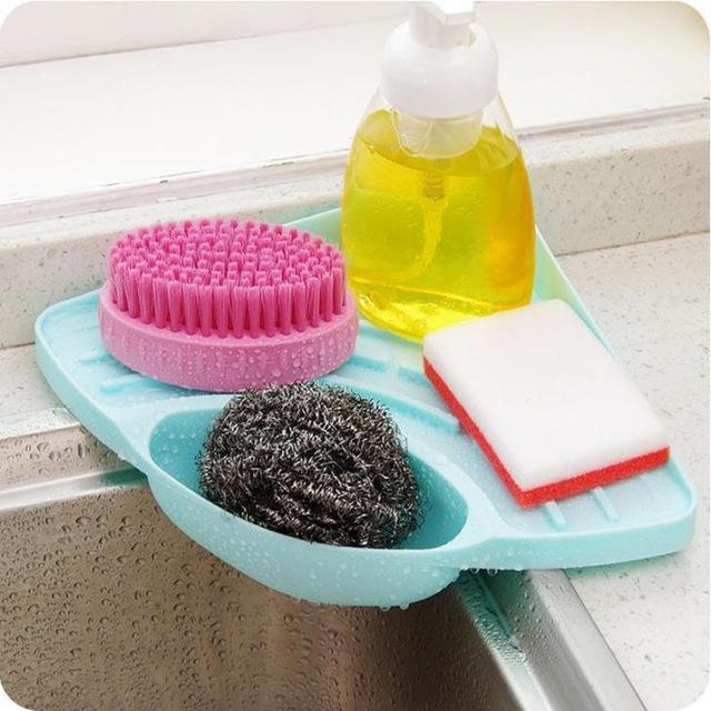 Triangle Kitchen Bathroom Sink Holder Sponge Scratcher Cleaning