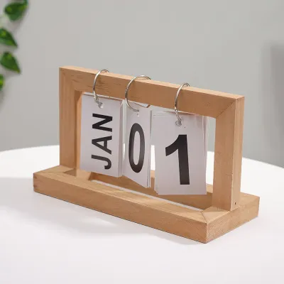 Nordic Simple Desk Calendar Wooden Calendar Flipping Calendar Desktop Calendar Ornaments Decoration