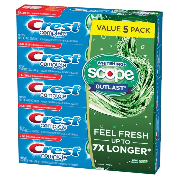 Set 81p Set 5 Tuýp Kem Đánh Răng Crest Complete Whitening Scope Outlast 232gr ...