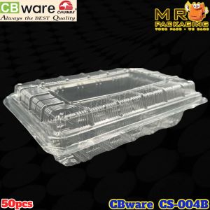 CB CS-004B Pet Container with LockClear Lunch Box Tray ware - Bekas Makanan Jernih - OPS CS 004 B (50pcs)