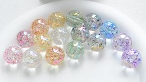 ลูกปัดอะคริลิคใสสีเขียวหอมหัวใหญ่สีชมพูหลากสีรูตรงกลม DIY สร้อยข้อมือโซ่ศัพท์ประดับลูกปัดและกลิตเตอร์ อุปกรณ์เสริมเครื่องประดับ