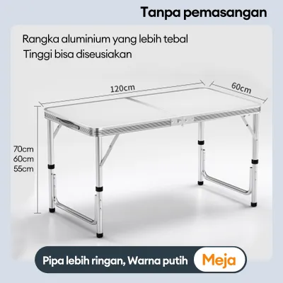 BMZAR Meja Lipat Portable Luar Ruangan Meja Lapak Berlapak Meja Makan Aluminium Rumah ﻿Folding Table