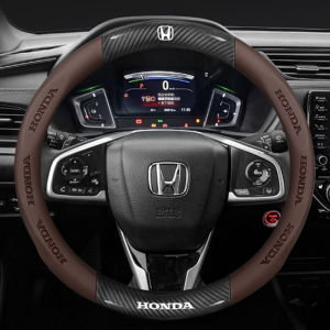 3D Logo Embossed Carbon Fiber Leather Steering Wheel Cover For Honda Mugen City Hatchback Civic fc fd Accord Jazz BRV HRV CRV Odyssey WRV Accessories