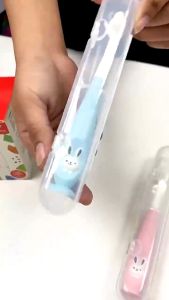 Sadoline~5pc Cartoon Bunny Bear Chldrens Toothbrush Sucker Soft Silicone Bristle Oral Care for Kids