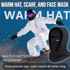 Warm Hat Scarf And Face Mask Outdoor Cycling Hood Ski Hat Thicken Plush Warm Beanies Wool Knit Caps Men Women