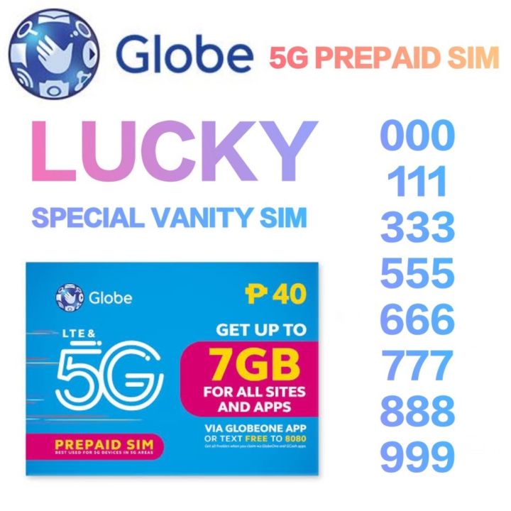 Globe 5g Prepaid Sim Special Number   Vanity Number 000 111 333 555 666 