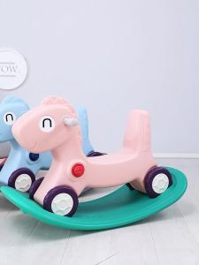LZD  Trojan Horse Childrens Rocking Horse Baby Toy One-Year Birthday Gift Kiddie Ride Dual-Use Baby Rocking Chair Rocking Horse