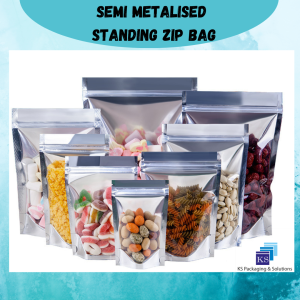 Aluminium Foil Semi Metalised Standing Zip Lock Bag (50pcs)