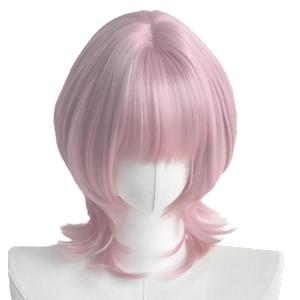 GUAIP Jellyfish Wig Lolita Cosplay Pink Wig Mullet Head Middle Length Short Straight Hair Full Head Cover Halloween Layered Synthetic Wigs for Women