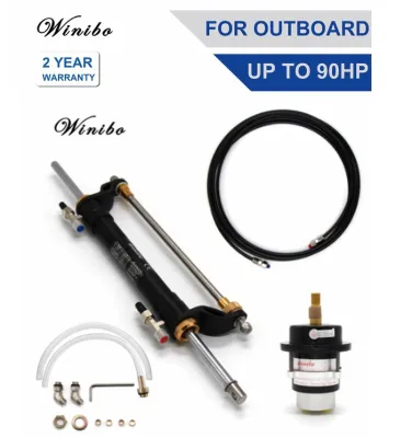 Winibo Outboard Hydraulic Steering Kit for Boat Outboard engines up to 90HP with Helm PumpCylinder and Tubes Kits ZA0301