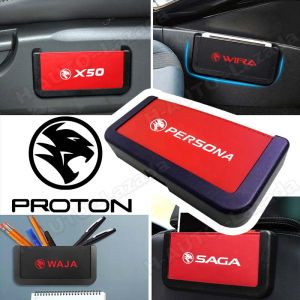 Car Storage Box For Proton Wira Persona X50 Saga Waja X70 Iriz Exora Gen2 Preve Satria Savvy Inspira Perdana Putra Suprima Pu Leather Mobile Phone Holder Pocket Organizer Stowing Tidying Bag Car Accessories Interior
