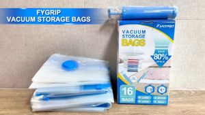 Reusable Vacuum Storage Bag Set Double Seal Compression for Home/Travel Clothes Organization