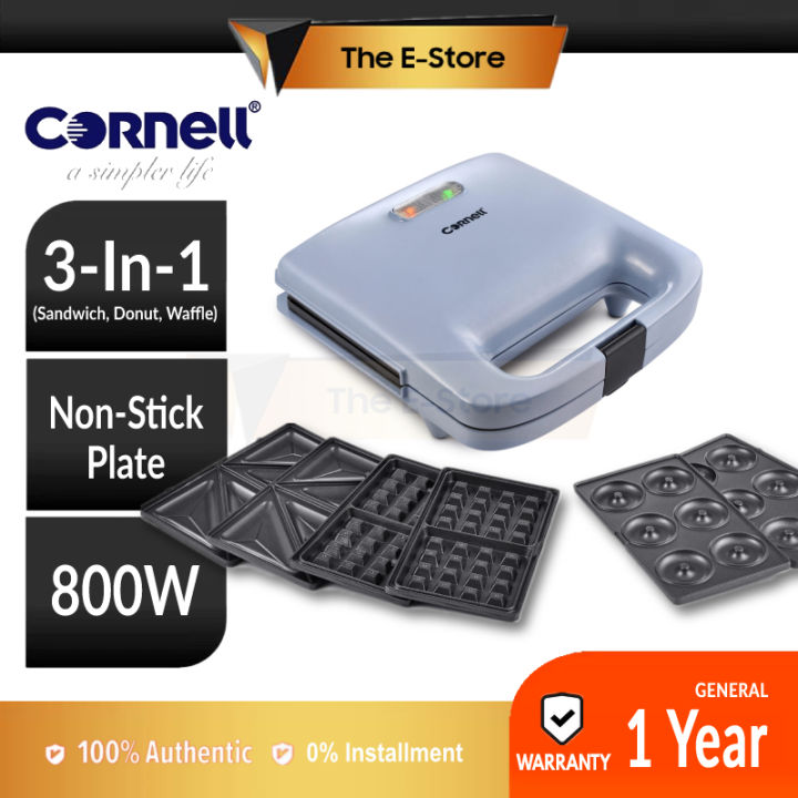 Cornell Blue Bae Series 3 in 1 Non Stick Snack Maker (Removable Plate) (Electric Sandwich Maker