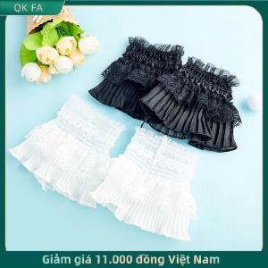 QK FA ✨ Có Thể Tháo Rời Tay Áo Giả Còng Nữ Ren Mỏng Pleated Flare Tay Áo Ruffles Dây Đeo Cổ Tay Áo Len Áo Trang Trí Tay Áo