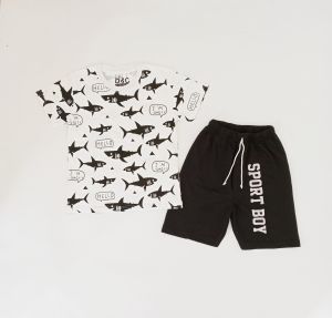 Setelan Anak Laki Laki Fish FP Putih Bxr usia 2-10 tahun