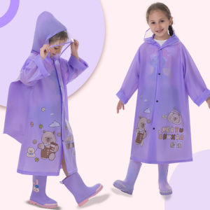 Cute Kids Raincoat Kapote for Kids Girl Boys Cartoon Large Brim Backpack Waterproof Eeflective Strip Rainwear XL-3XL
