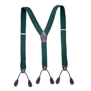 DORADO Solid Color Vintage Suspenders Leather Trimmed Button End Button End Suspenders Vintage Style Elastic Straps Leather Trimmed Suspenders Wedding