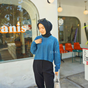 Raisa Sweater Crop Rajut Oversize Wanita / Sweater Crop Baju Rajut Pakaian Wanita / Atasan Rajut Wanita Lengan Panjang