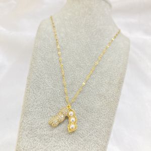 Kalung Motif Kacang Mutiara Titanium Steel Aksesoris Perhiasan Korean Style