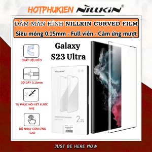 (Mua 1 tặng 1) Tấm dán màn hình curved film full viền 3D cho Samsung Galaxy S23 Ultra hiệu Nillkin Full Glue Screen Protector có độ mỏng chỉ 0.23mm mặt vát cạnh 2.5D ôm sát toàn bộ viền tặng kèm khung tự dán dễ dàng dán tại nhà