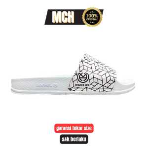 MOCHEL - Sandal Selop Pria dan Wanita MOCHEL 3D Putih Hitam Elegant Terbaru