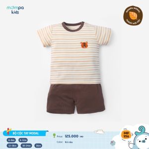 Bộ cộc tay bé trai bé gái Mompa 6 tháng-3 tuổi vải Modal mát mềm mại thông tháng 176