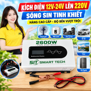 Kích Điện 2600W 12V 24V Lên 220V SIT SMART TECH Sóng Sin Tinh Khiết Cao Cấp