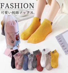 Stokin Pendek Comel Cute Bear Cartoon Korean Fashion Soft Cotton Women Ankle Socks Size EU 34-39