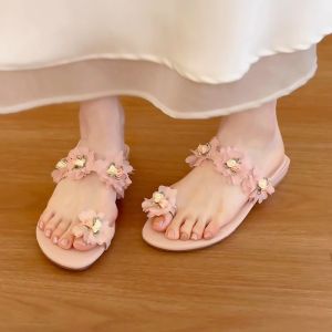 IELGY รองเท้าแตะผู้หญิงดอกไม้นางฟ้าลายดอกไม้รองเท้าแตะกันลื่นใส่ได้กับทุกชุด