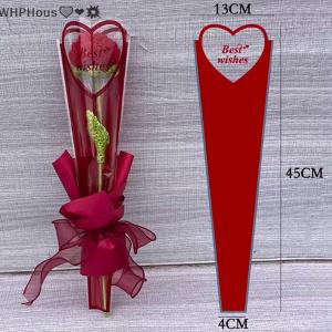 WP💓💛💖 50PCS Iridescent Single Rose Sleeves DIY Transparent Flower Wrapping Bag Floral Material Packaging Waterproof