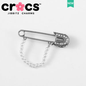 Pesona salib jibbitz logam Perak Aloi Gancu Kasut cinta Bow Rantai Mutiara Tengkorak Permata Fesyen Kasut Aksesori Gancu Hiasan