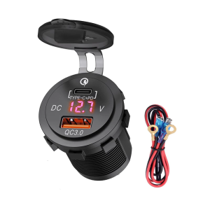 Universal Car PD Fast Charging Adapters For Vehicles With LED Digital Display Double Output For Auto Bike