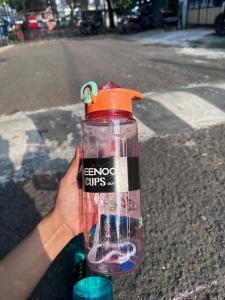 TOBAKU Botol Minum Sport Premium BPA Free 1200ML/Botol Minum Motivasi Plastik Transparan HX-572