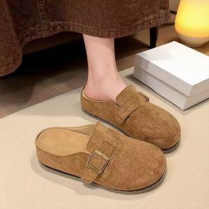 [Free Shipping] Vintage Womens 2025 Spring New Thick-Soled Height-Increasing Closed-Toe Half-Slipper Sandals