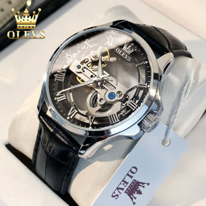 OLEVS 2024 resmi Autentik jam tangan pria anti air cowok keren original asli import elegan mewah dewasa terbaru Mode merek Santai bercahaya kosong jam tangan mekanis Tali kulit buat gaya kado untuk pacar cowok