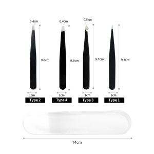 4pcs/set High-quality Professional Stainless Steel Tweezers Set Perfect For Eyebrow Hair Removal Clip Splinter & Ingrown Hair Removal